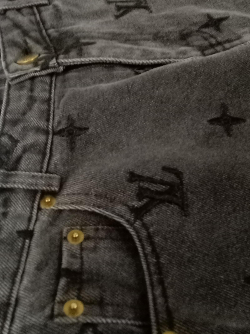 Louis Vuitton Flocked Monogram Jeans